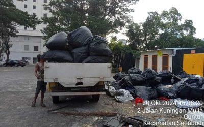 proses buang puing proyek bangunan